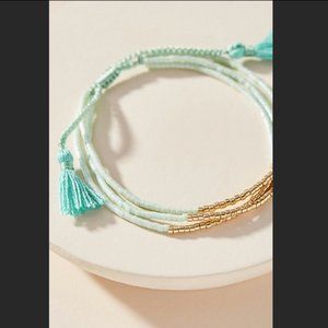 Anthopologie Delicate Pastel Green Drawstring Bracelet